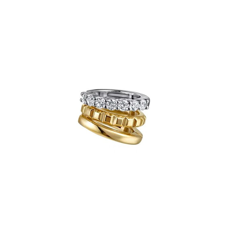 Two Tone 14K Yellow & White Gold Single Ear Diamond Cuff