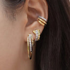 Two Tone 14K Yellow & White Gold Single Ear Diamond Cuff