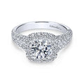 14K White Gold Cushion Halo Diamond Semi-Mount Ring