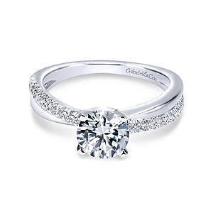 14K White Gold Traditional Diamond Semi-Mount Ring