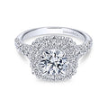 White 14 Karat Cushion Double Halo Ring Size 6.5