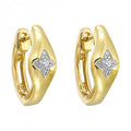 14K Yellow Gold Diamond Huggie Hoop Earrings