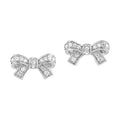 10K White Gold Diamond Bow Earrings