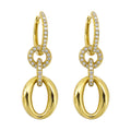 14K Gold Polished Oval Link Diamond Drop Earrings