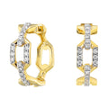 14K Yellow Gold Diamond Link Hoop Earrings