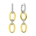 14K Yellow & White Gold Oval Diamond Link Drop Earrings