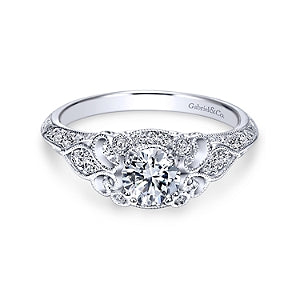 14K White Gold Diamond Semi-Mount Ring