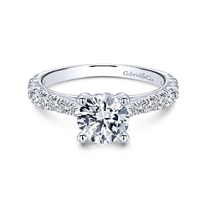 14K White Gold Traditional Diamond Semi-Mount Ring