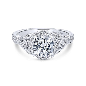 14K White Gold Diamond Semi-Mount Ring