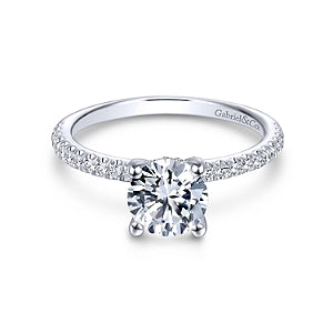 14K White Gold Traditional Diamond Semi-Mount Ring
