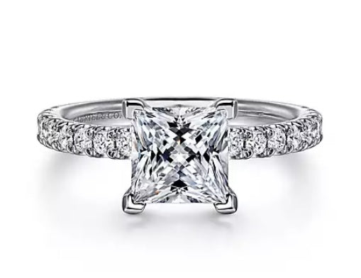 14K White Gold Hidden Halo Diamond Semi-Mount Ring
