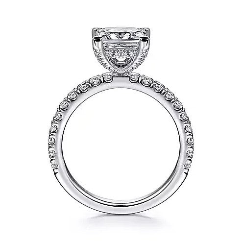 14K White Gold Hidden Halo Diamond Semi-Mount Ring