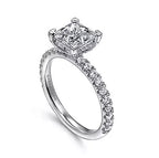 14K White Gold Hidden Halo Diamond Semi-Mount Ring