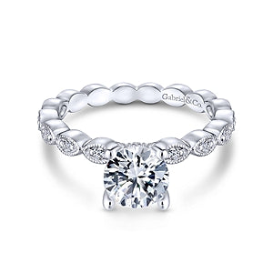 14K White Gold Diamond Semi-Mount Ring