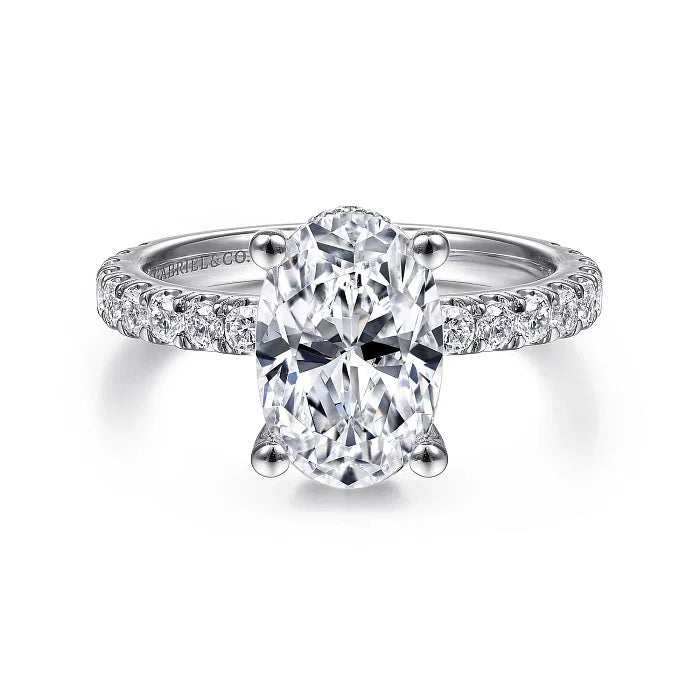 14K White Gold Under Halo Diamond Engagement Ring
