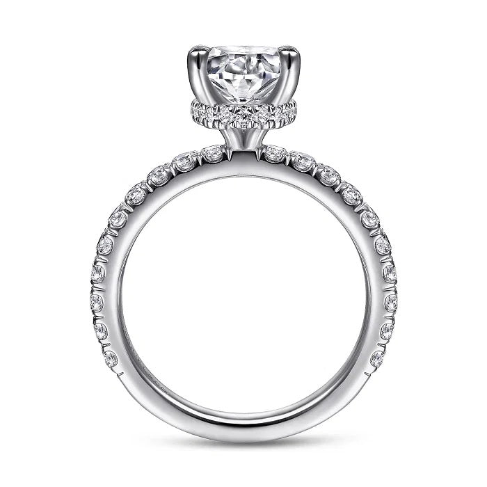 14K White Gold Under Halo Diamond Engagement Ring