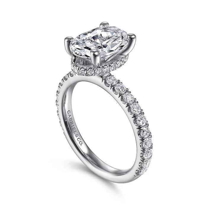 14K White Gold Under Halo Diamond Engagement Ring