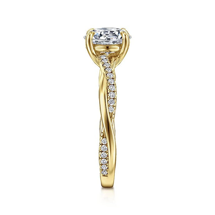 14K Gold Cross Over Semi-Mount Ring