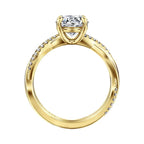 14K Gold Cross Over Semi-Mount Ring
