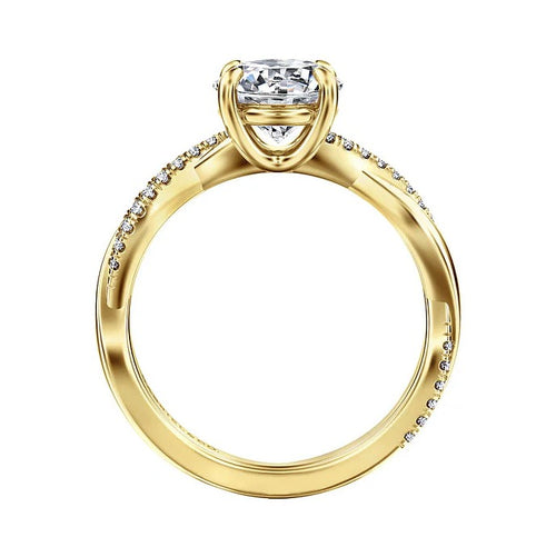 14K Gold Cross Over Semi-Mount Ring