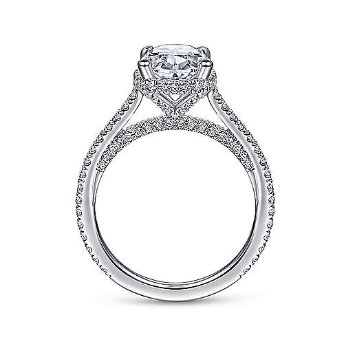 14K White Gold Hidden Halo Diamond Semi-Mount Ring
