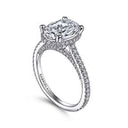 14K White Gold Hidden Halo Diamond Semi-Mount Ring