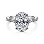 14K White Gold Hidden Halo Diamond Semi-Mount Ring