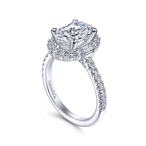 14K White Gold Halo Diamond Semi-Mount