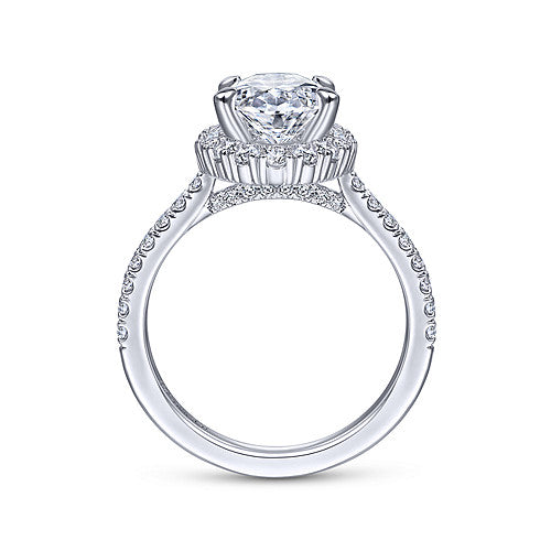 14K White Gold Halo Diamond Semi-Mount