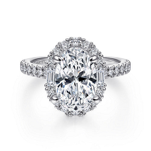 14K White Gold Halo Diamond Semi-Mount