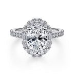 14K White Gold Halo Diamond Semi-Mount