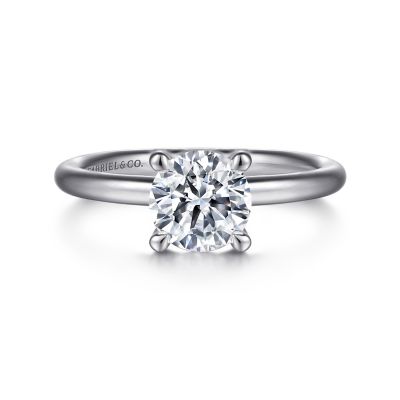 14K White Gold Solitaire Semi-Mount Ring