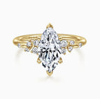 14K Yellow Gold Marquise Diamond Semi-Mount Ring