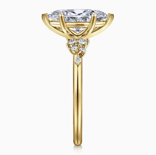14K Yellow Gold Marquise Diamond Semi-Mount Ring