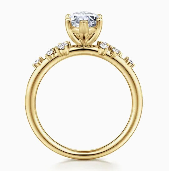 14K Yellow Gold Marquise Diamond Semi-Mount Ring