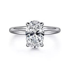14K White Gold Hidden Halo Solitaire Mounting