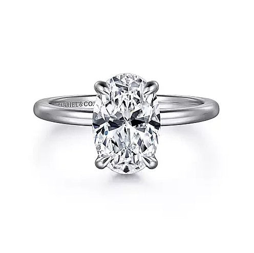 14K White Gold Hidden Halo Solitaire Mounting