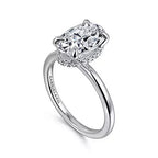 14K White Gold Hidden Halo Solitaire Mounting