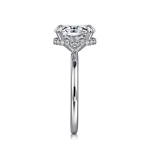 14K White Gold Hidden Halo Solitaire Mounting
