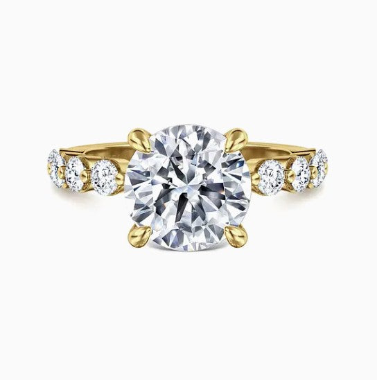 14K Yellow Gold Shared- Prong Diamond Semi-Mount Ring