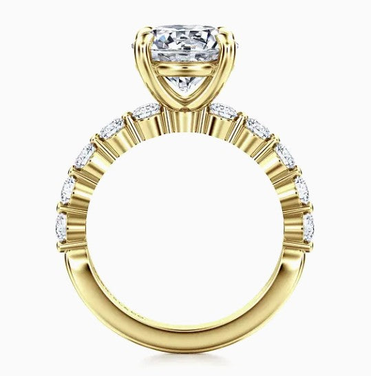 14K Yellow Gold Shared- Prong Diamond Semi-Mount Ring