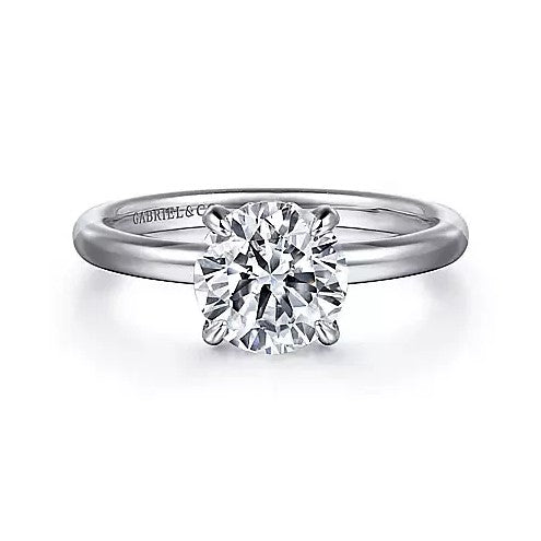 14K White Gold Hidden Halo Solitaire Mounting