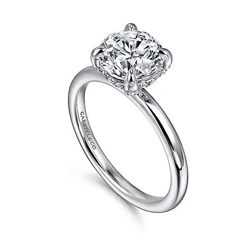 14K White Gold Hidden Halo Solitaire Mounting