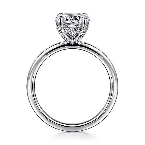 14K White Gold Hidden Halo Solitaire Mounting