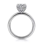 14K White Gold Hidden Halo Solitaire Mounting