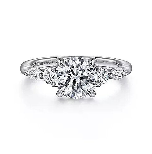 14K White Gold Five Stone Semi-Mount Ring
