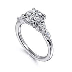 14K White Gold Five Stone Semi-Mount Ring