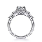 14K White Gold Five Stone Semi-Mount Ring