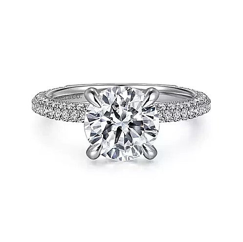 14K White Gold Pave Semi-Mount Ring