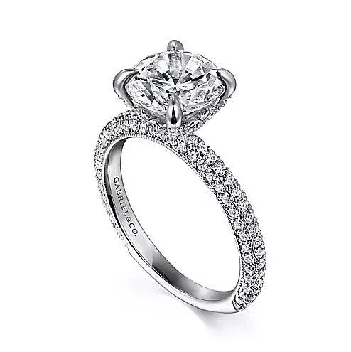 14K White Gold Pave Semi-Mount Ring
